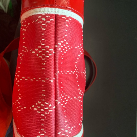 Kate Spade Red Patterned Oil Covered Canvas Purse - Picture 3 of 4